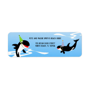 1e verjaardag onder het zee orka walvis baby meisj etiket