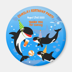 1e verjaardag onder het zee orka walvis baby meisj magneet