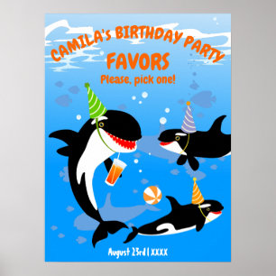 1e verjaardag onder het zee orka walvis baby meisj poster