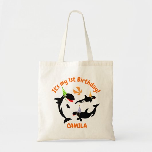1e verjaardag onder het zee orka walvis baby meisj tote bag (Voorkant)