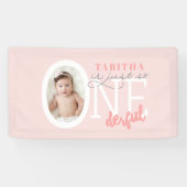 1e verjaardag ONEderful roze girly modern elegant Spandoek (Horizontaal)