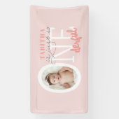 1e verjaardag ONEderful roze girly modern elegant Spandoek (Verticaal)