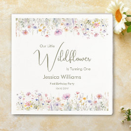 1e verjaardag Onze kleine wilde bloem die er een w Servet
