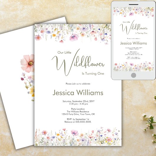 1e verjaardag Onze Kleine Wilde Bloem Wordt Eén  Kaart