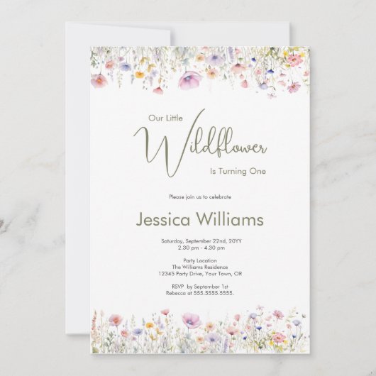 1e verjaardag Onze Kleine Wilde Bloem Wordt Eén  Kaart (Voorkant)