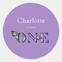 1e verjaardag Paars 1 Ronde Sticker