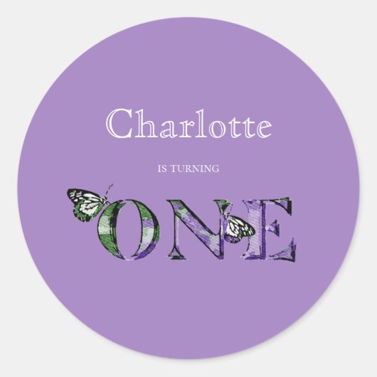 1e verjaardag Paars 1 Ronde Sticker (Voorkant)