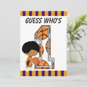 1e verjaardag Paarse en Oranje Basketball Player Kaart (Staand voorkant)