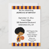 1e verjaardag Paarse en Oranje Basketball Player Kaart (Achterkant)