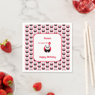1e verjaardag panda rode ballon kinder servet