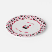 1e verjaardag panda rood patroon papieren bordje (Gekanteld)