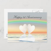 1e verjaardag Papieren Harten Briefkaart (Voorkant / Achterkant)