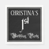 1e verjaardag Partij - Fancy Manuscript + de Naam Servet (Voorkant)
