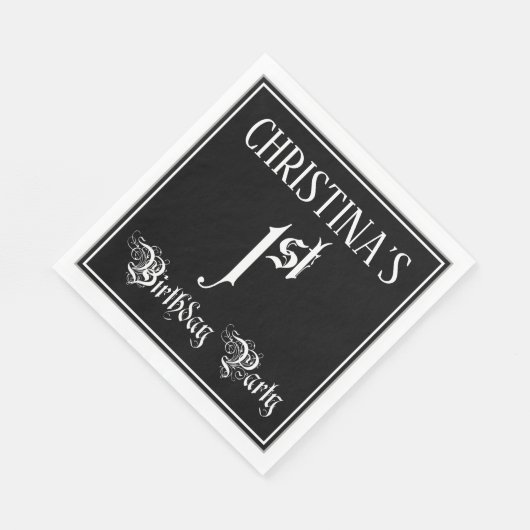 1e verjaardag Partij - Fancy Manuscript + de Naam Servet (Hoek)