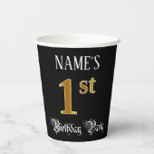 1e verjaardag Partij - Fancy Manuscript, Faux Gold Papieren Bekers (Achterkant)