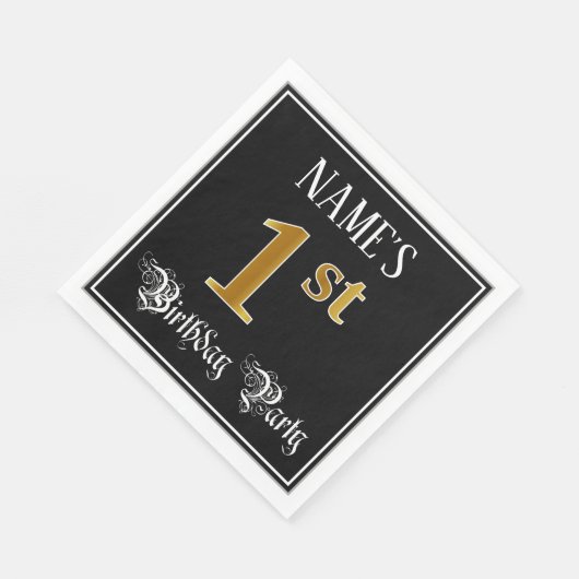 1e verjaardag Partij - Fancy Manuscript, Faux Gold Servet (Hoek)