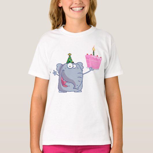 1e verjaardag Party Olifant Meisjes T-shirt (Voorkant)