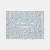 1e verjaardag Pastelblauw Shabby Chic Vintage Flor Fleece Deken (Voorkant (Horizontaal))