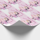 1e verjaardag Penguin Ballerina Pink Cadeaupapier (Hoek)