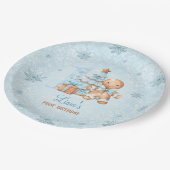 1e verjaardag peperkoek man jongen blauwe kerst papieren bordje (Gekanteld)