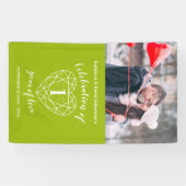 1e verjaardag Peridot hart gepersonaliseerde foto Spandoek (Horizontaal)