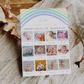1e verjaardag Photo Board Pastel Rainbow Kaart