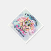 1e verjaardag Pink Dragon Party Servet (Hoek)