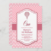 1e verjaardag Pink Polka Dot Party Kaart (Voorkant / Achterkant)