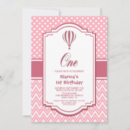 1e verjaardag Pink Polka Dot Party Kaart