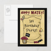 1e verjaardag Piraten Uitnodigingen (Voorkant / Achterkant)