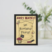 1e verjaardag Piraten Uitnodigingen (Staand voorkant)