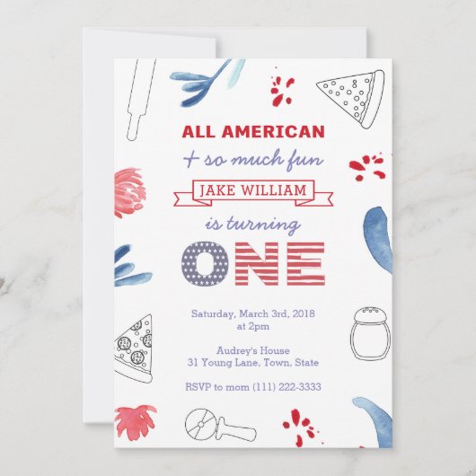 1e verjaardag Pizza Party for Boy or Girl Kaart (Voorkant)