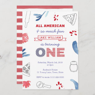 1e verjaardag Pizza Party for Boy or Girl Kaart