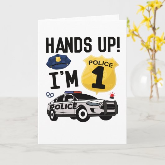 1e verjaardag politieman 1 jaar oude jongen kaart (Gele Bloem)