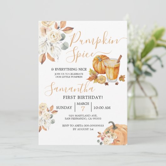 1e verjaardag pompoen specerij en alles mooi kaart (Staand voorkant)