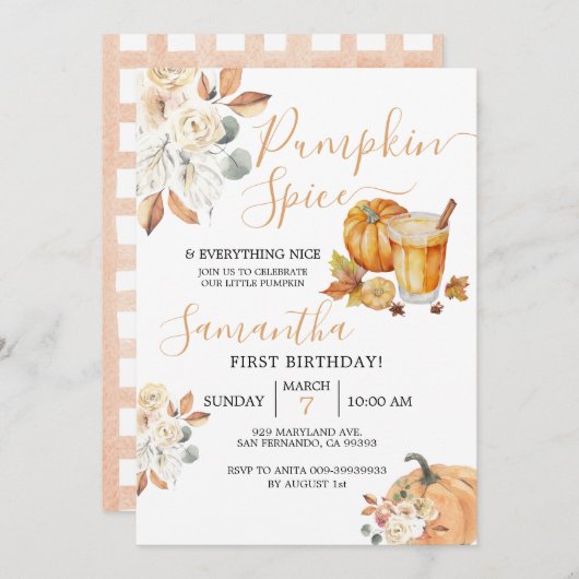 1e verjaardag pompoen specerij en alles mooi kaart (Voorkant / Achterkant)