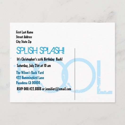 1e verjaardag Pool Party Save the Date Een jaar Z0 Aankondigingskaart (Achterkant)