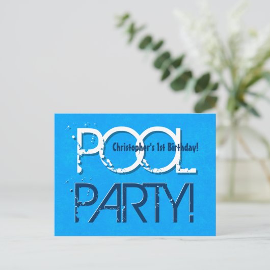 1e verjaardag Pool Party Save the Date Een jaar Z0 Aankondigingskaart (Staand voorkant)