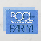 1e verjaardag Pool Party Save the Date V001 Aankondigingskaart (Voorkant / Achterkant)