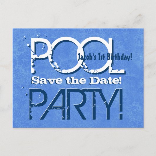 1e verjaardag Pool Party Save the Date V001 Aankondigingskaart (Voorkant)