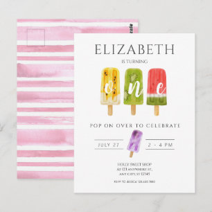 1e verjaardag popsicle ijs verjaardagsfeestje briefkaart
