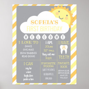 1e verjaardag Poster van de steenslag van Birthday