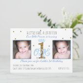 1e verjaardag prins jongens partij foto uitnodigin kaart (Staand voorkant)