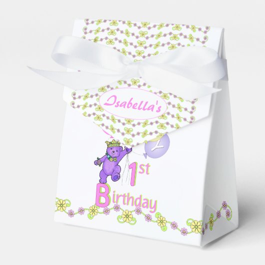 1e Verjaardag Prinses Beer Custom Bedankdoosjes (Voorkant Zijde)