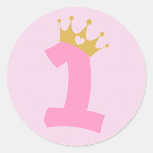 1e verjaardag prinses Crown Ronde Sticker (Voorkant)