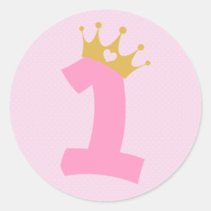 1e verjaardag prinses Crown Ronde Sticker