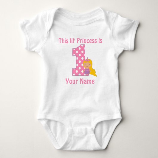 1e verjaardag prinses meisjes gepersonaliseerd Shi Romper (Voorkant)