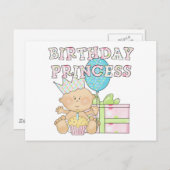 1e verjaardag prinses met kroon t-shirts briefkaart (Voorkant / Achterkant)