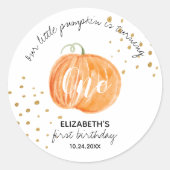 1e verjaardag Pumpkin Gold Ronde Sticker (Voorkant)