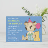  1e verjaardag Puppy Dog Kaart (Staand voorkant)